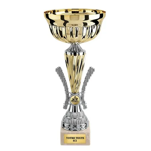 Coupe Prestige Or et Argent sur Socle Marbre - Trophée Personnalisable