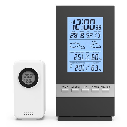 Station Météo Personnalisable avec Réveil et Capteur Extérieur