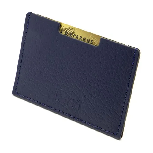 PORTE CARTE SIMPLE CUIR RECYCLÉ BLEU MARINE - MADE IN EUROPE