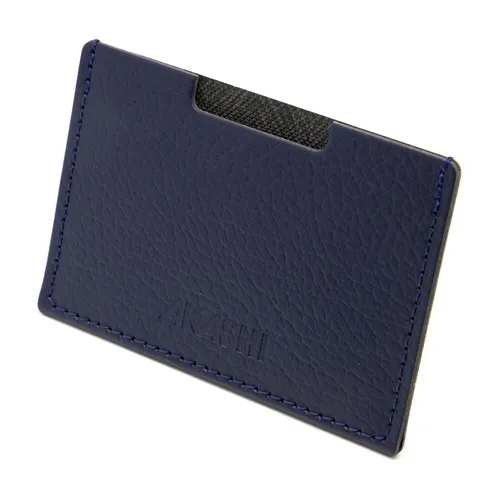 PORTE CARTE SIMPLE CUIR RECYCLÉ BLEU MARINE - MADE IN EUROPE