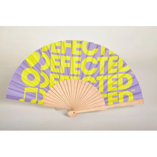 Eventail en bois 24 tiges avec impression en quadrichromie sur toute la surface