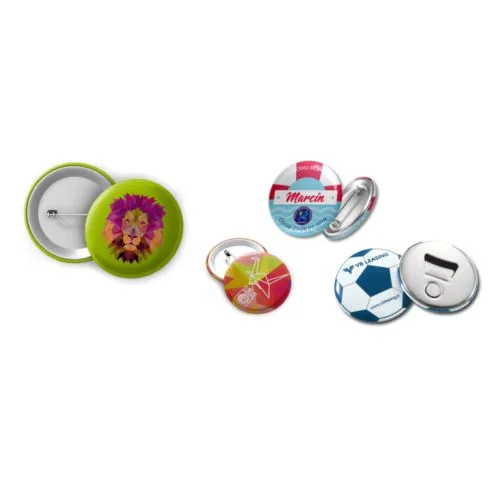 Badges Personnalisés Professionnels - Épingle, Magnet ou Décapsuleur