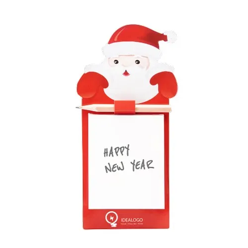 Aimant Père Noël avec Bloc-notes et Crayon - Cadeau d'Entreprise