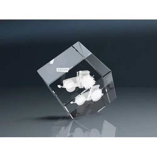 Cube en Verre Optique 80mm Gravure 3D - Trophée Prestige Personnalisé