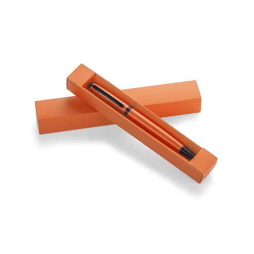 Stylo à bille orange avec étui assorti - Personnalisable