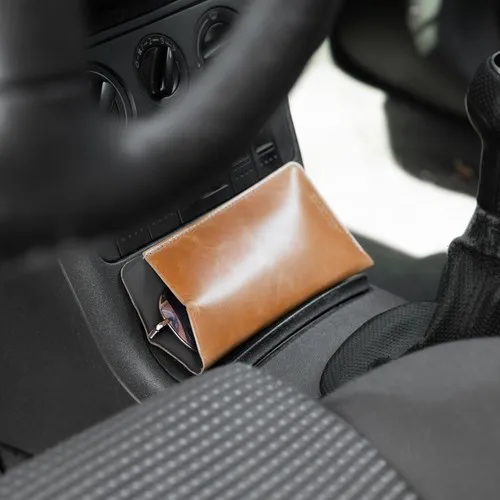 ETUI LUNETTES EN CUIR VERITABLE MARRON CLAIR - MADE IN EUROPE