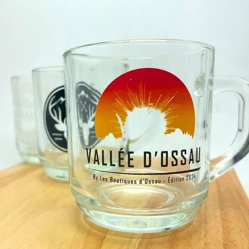 Mug en verre transparent 290ml personnalisable - Décor chromo premium