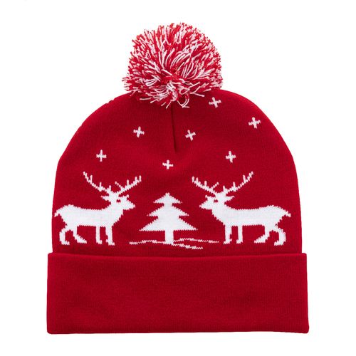 Bonnet d'Hiver de Noël Personnalisable avec Pompon - Rouge