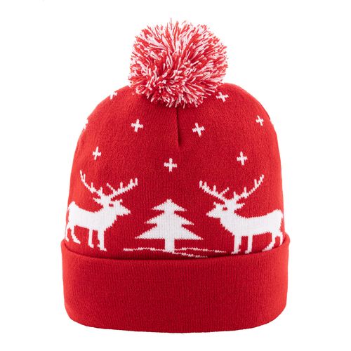 Bonnet d'Hiver de Noël Personnalisable avec Pompon - Rouge