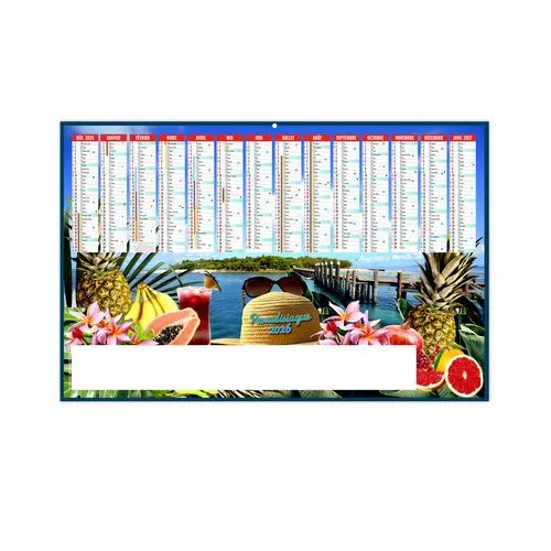 PARADISIAQUE 2026 - MAXI 650 x 405 mm - LEGER 400G - DOS ECOGESTES - SANS MARQUAGE - 1 TROU EN TETE