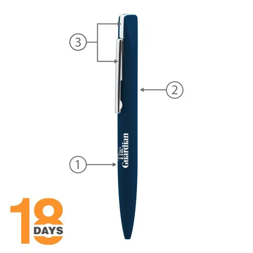 Stylo à bille twist fin en métal STOCK BLEU Rubber