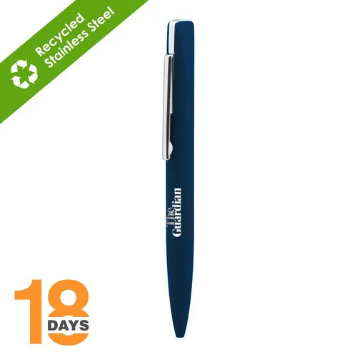 Stylo à bille twist fin en métal STOCK BLEU Rubber