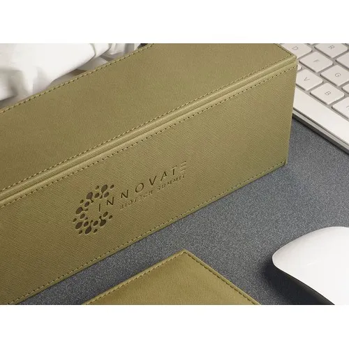 Boîte à mouchoirs personnalisée en simili cuir - Dès 20 ex.