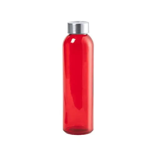Bouteille en verre 500 ml rouge avec bouchon argenté personnalisable