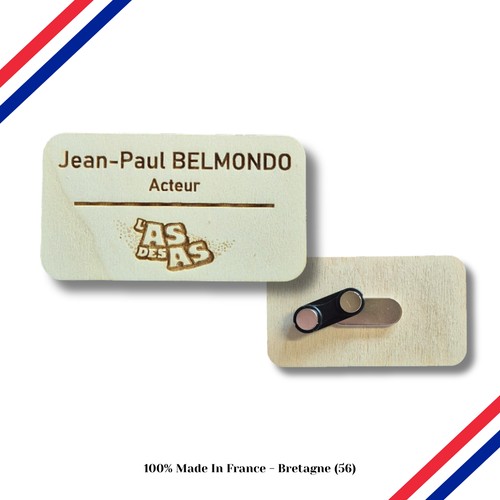 Badge Bois Personnalisé avec Aimant – Fabrication Française