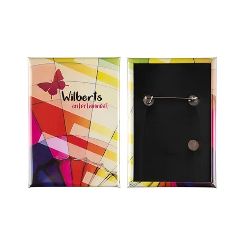 Bouton en métal 78x53mm dos rectangulaire avec picots verticaux