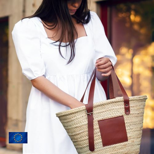 Grand Panier en Paille Personnalisable - Fabrication Européenne