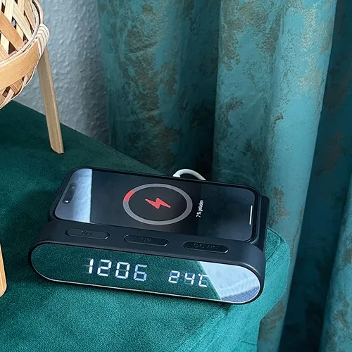 Réveil Miroir avec Chargeur Sans Fil Personnalisable