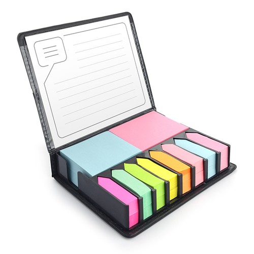 Organiseur de notes adhésives personnalisable avec étui noir premium