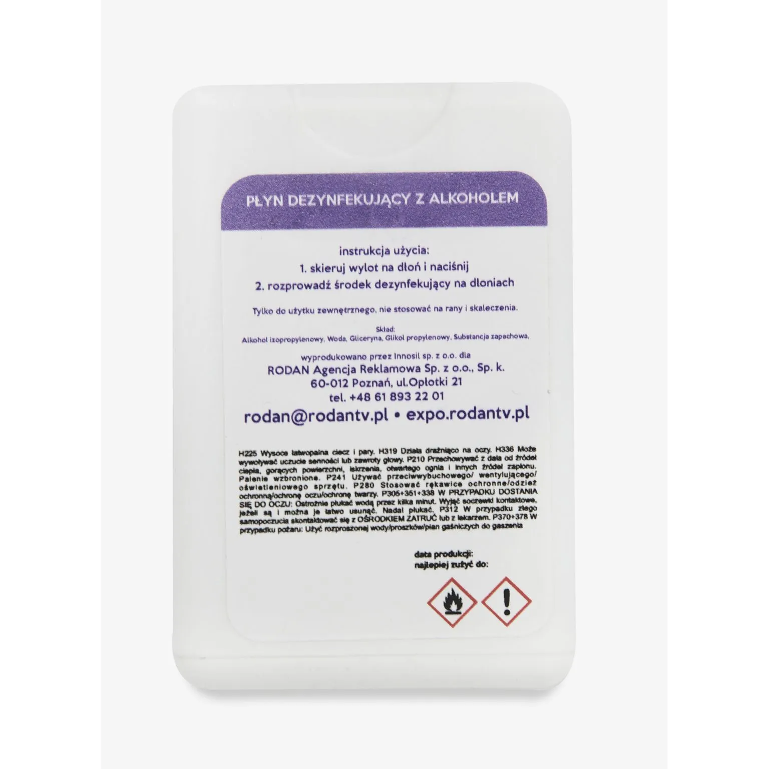 Spray désinfectant mains personnalisable 20ml - Étiquette sur mesure