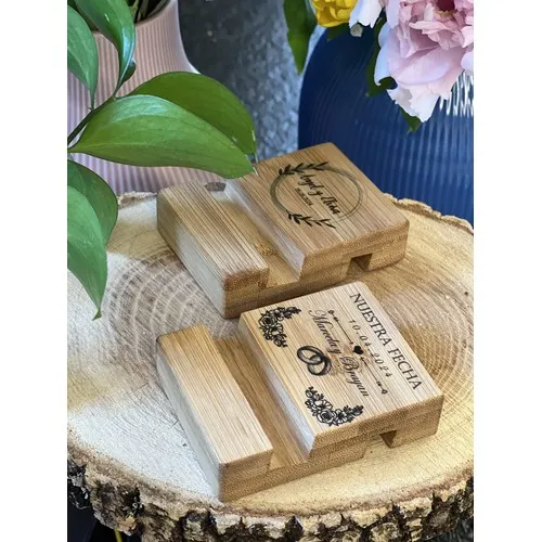 Support téléphone et tablette en bambou personnalisable