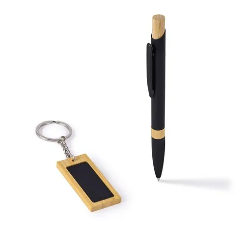 Set Écriture Bambou Personnalisable - Stylo et Porte-clés Écologique
