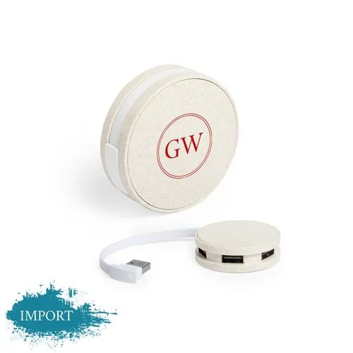 Hub USB Bambou Personnalisable - 2 USB + 2 Type-C