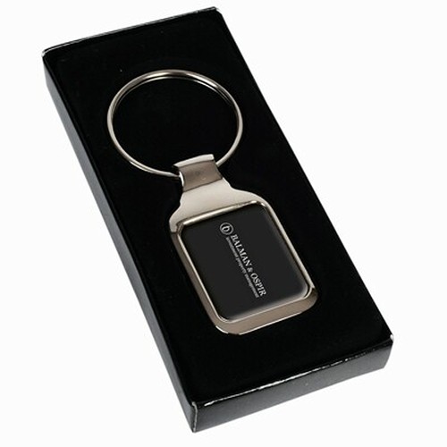 Porte-clés Rectangulaire Métal avec Coffret Cadeau - Personnalisable