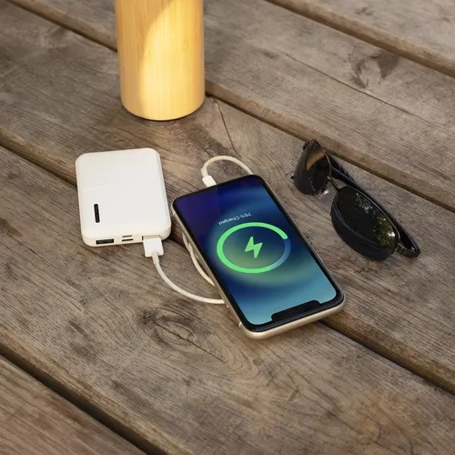 BATTERIE DE SECOURS EN PLASTIQUE RECYCLÉ ULTRA COMPACTE - 5000 MAH - BLANC