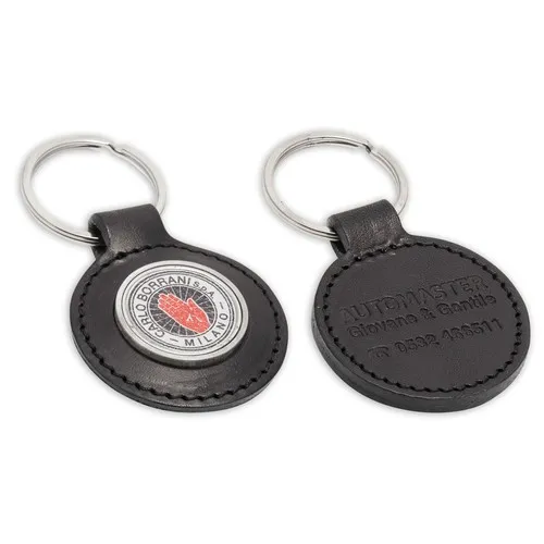 Porte-clés Cuir avec Jeton Personnalisable - Marquage Inclus
