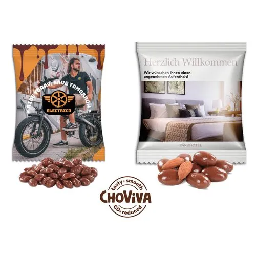 AMANDES ENROBÉES DE CHOCOLAT CHOVIVA RAISINS SECS ENROBÉS DE CHOCOLAT CHOVIVA dans un sachet personnalisable