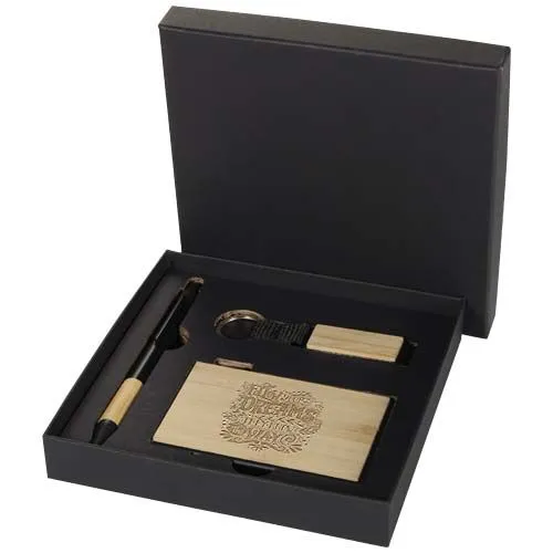 Coffret cadeau d'affaires 3 pièces aluminium recyclé et bambou RFID