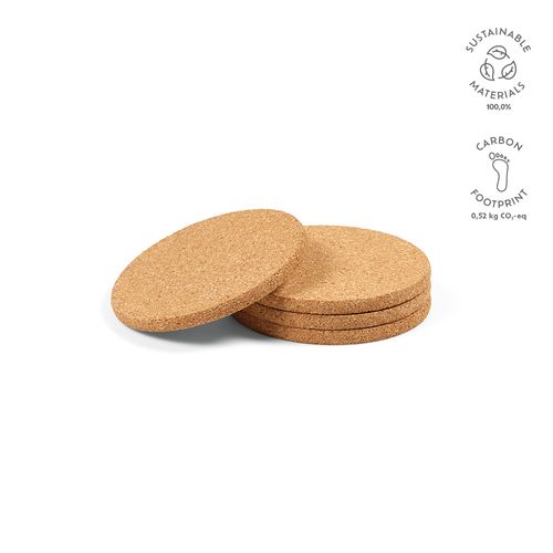 Set de 4 Sous-Verres en Liège Naturel Personnalisables - 10 cm