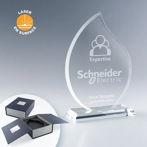 Trophée Flamme en Verre Personnalisable - Gravure Laser Premium