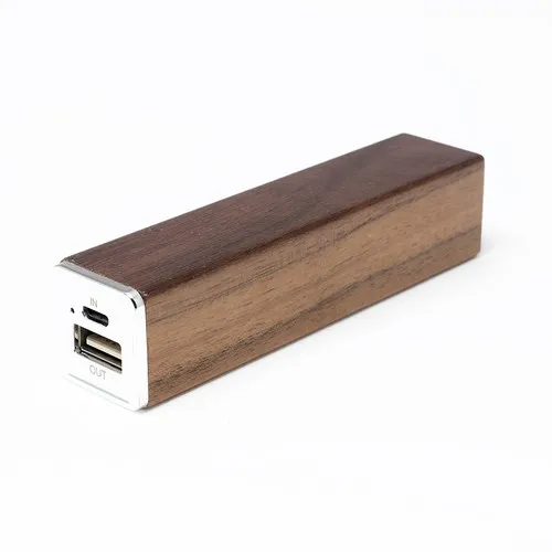 Power Bank Bois Tube 2000mAh Brun bois foncé