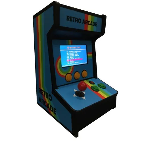 Mini Arcade Rétro en Bois Personnalisable - 190 Jeux Intégrés