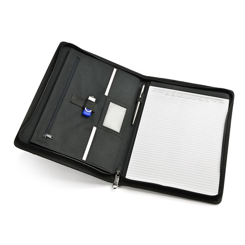Conférencier A4 Zippé avec Ports USB - Microfibre Premium