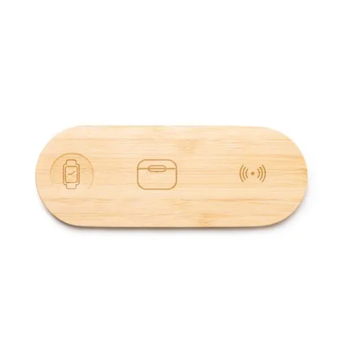Support de Charge Sans Fil 3-en-1 en Bambou Personnalisable 15W