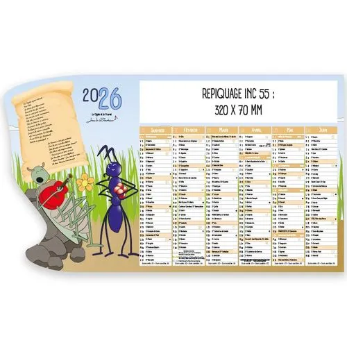 Calendrier Découpé 2026 Jean de la Fontaine - Personnalisable