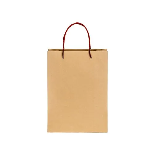 Sac papier recyclé naturel 26x35x11 cm avec poignées colorées