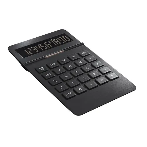 Calculatrice Solaire de Bureau en Métal Noir Mat Personnalisable
