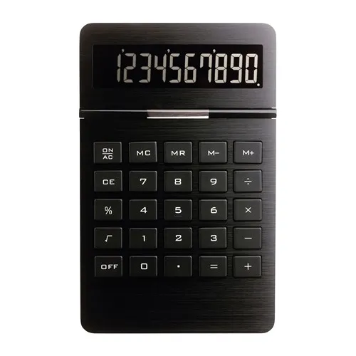 Calculatrice Solaire de Bureau en Métal Noir Mat Personnalisable