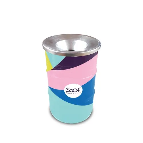 Poubelle Baril 60L Personnalisable Full Colour | Couvercle Ignifugé
