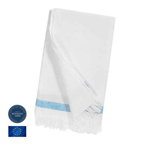 Fouta Éco-Responsable Coton Recyclé & Polyester Marin - 100x180cm