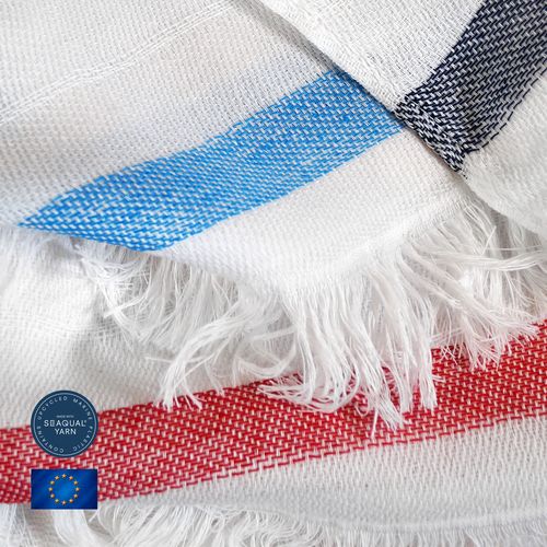 Fouta Éco-Responsable Coton Recyclé & Polyester Marin - 100x180cm