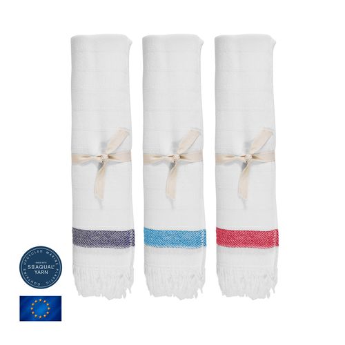 Fouta Éco-Responsable Coton Recyclé & Polyester Marin - 100x180cm