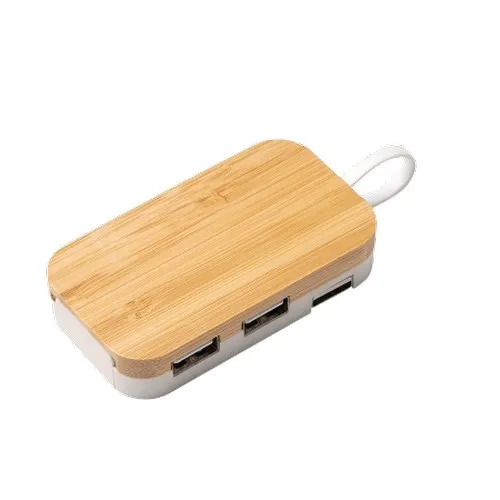 Hub USB Bambou avec Support - Personnalisable par Sérigraphie