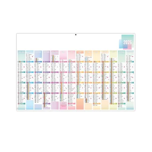 SCO-PASTEL 2026 - MAXI 650 x 405 mm - LEGER 400G - DOS CUISINE - SANS MARQUAGE - 1 TROU EN TETE