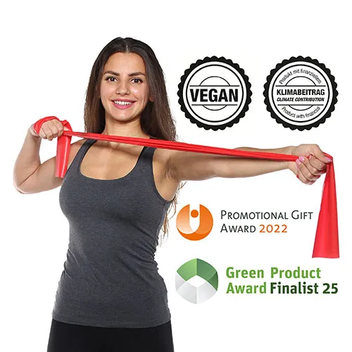 Bande de fitness rouge (moyen) - végan & en latex naturel - à partir de 400 pcs.