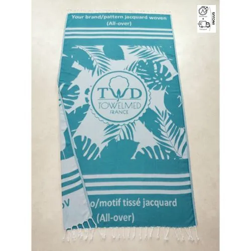 Fouta de Plage Jacquard Personnalisée - 100% Coton OekoTex